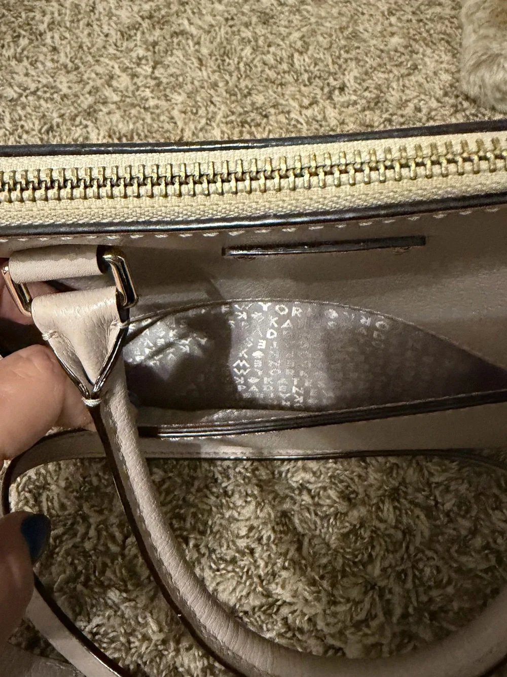 kate spade new york blush beige pebbled leather dome satchel crossbody bag